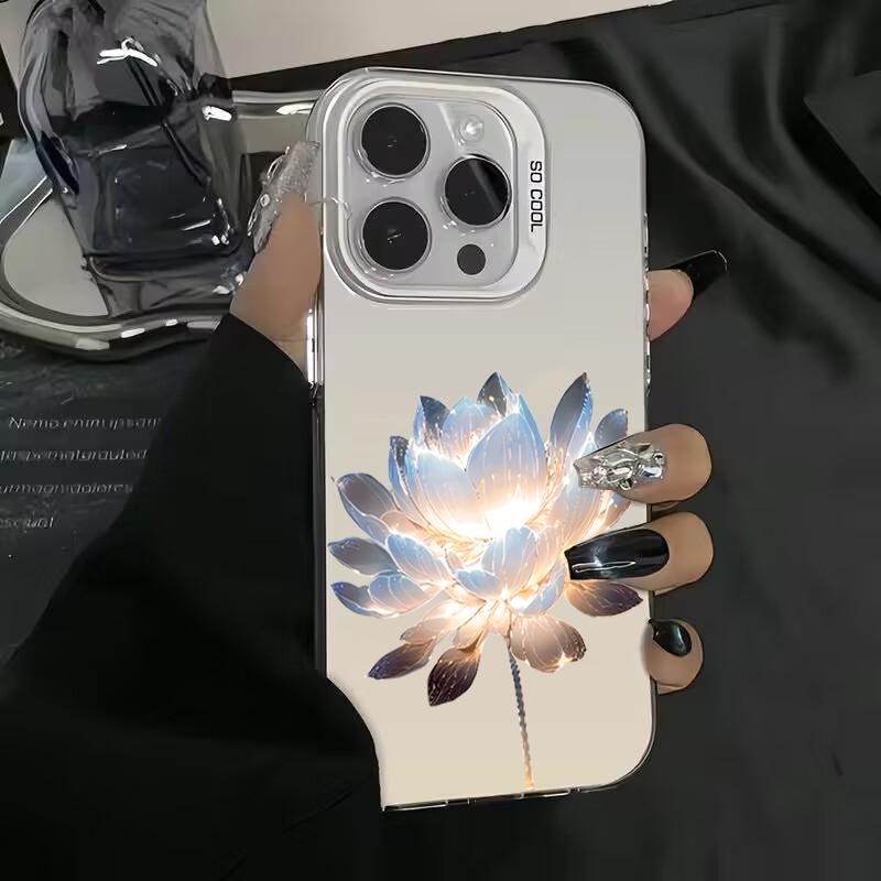 Luxury Lotus Flower Electroplate Silver IMD Case For  Poco F5 X5 X6 Pro Mi 14 13 12 12T 13T Pro 11 Lite 5G NE Back Cover