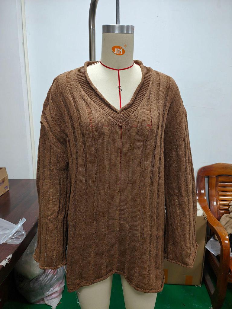 Damen Baumwolle & Leinen Freizeitpullover - Europäisch & Amerikanisch Herbst/Winter Lockerer Mode-Top