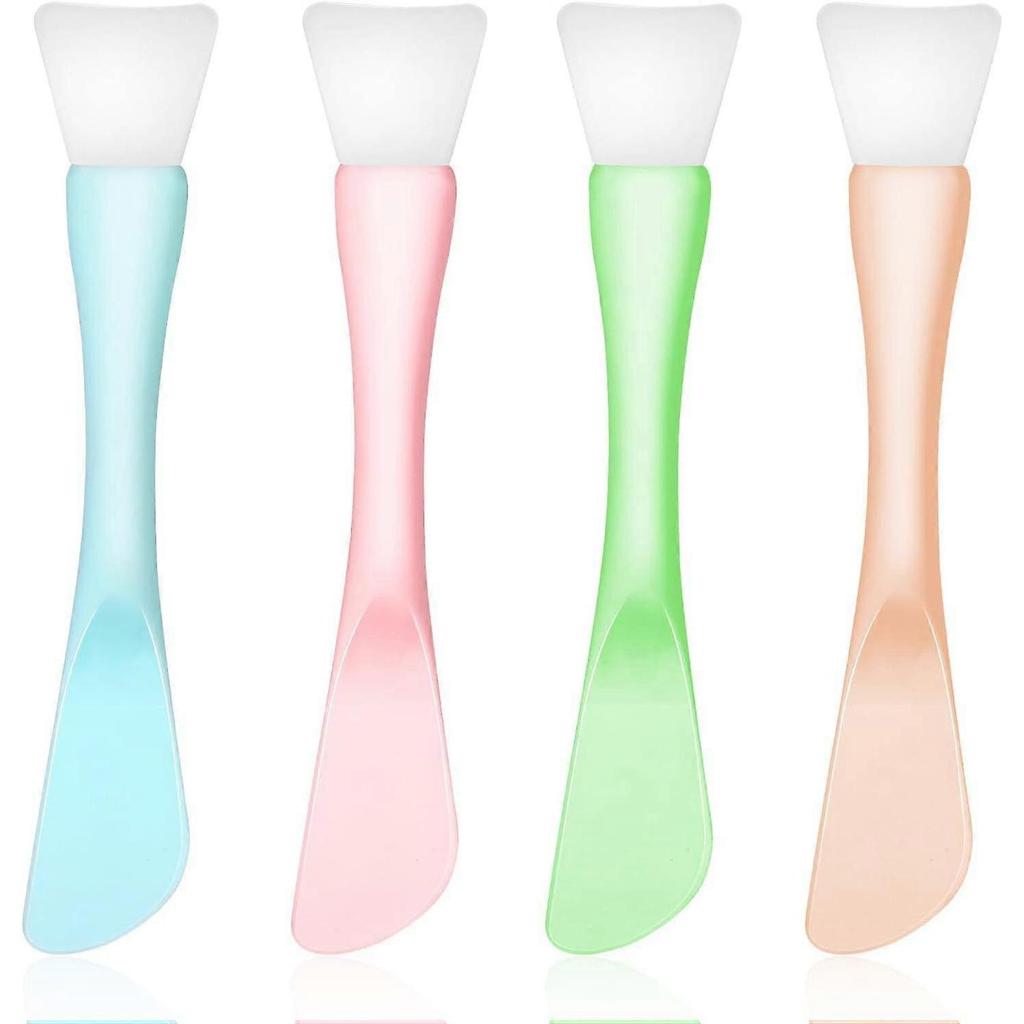 Silicone Facial Mask Applicator 4 Pcs Reusable Double-End Face Mask Brush Washable Beauty Spatula Tools for Clay Cream Gel And Mud Facial Masks Gentle