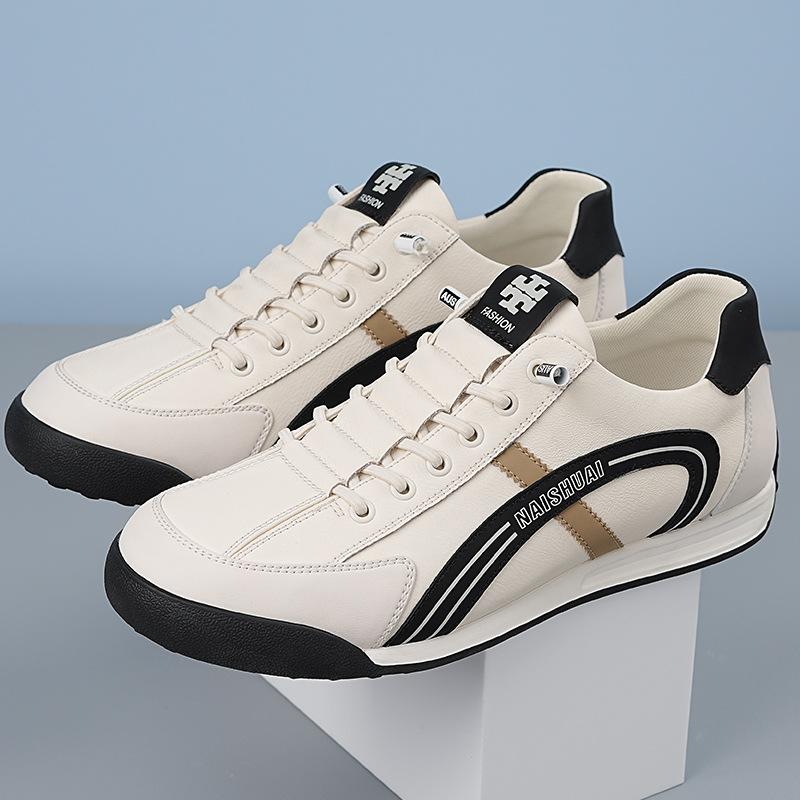 

Men s shoes summer leather waterproof work casual little white shoes 2025 new lace-up free driving soft-soled Forrest Gump shoes men 38