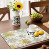 Set of 4/6 Winter Christmas Snowflake Placemats, Featuring Golden Snowflakes And Polka Dot Designs, Perfect for Festive Kitchen Table Decor, Everyday