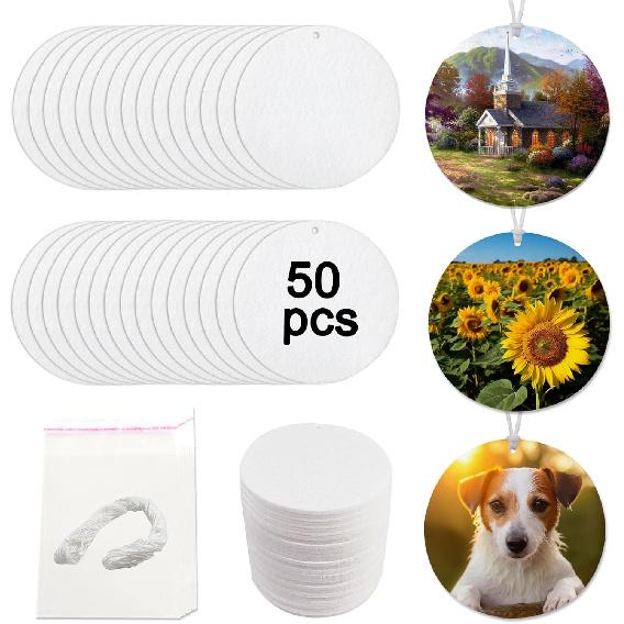 50 Pcs Sublimation Air Fresheners Blanks Sublimation Blanks Products DIY Air Freshener For Car And Home Hanging Decoration Sublimation Car Freshener