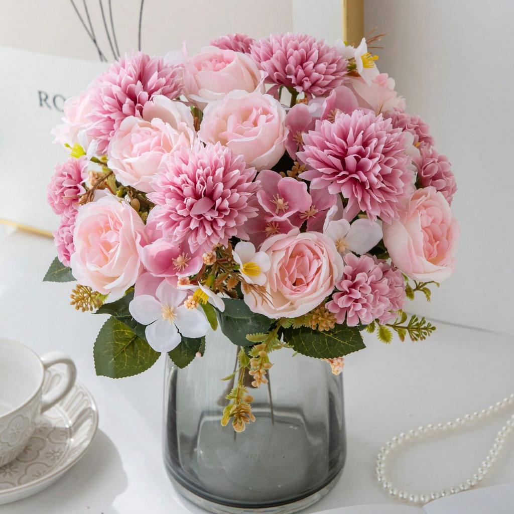 1/3PCS Artificial Flowers Silk Ball Chrysanthemum Peony Home Room Wedding Bridal Bouquet Decor Valentine Outdoor Yard Garden DIY