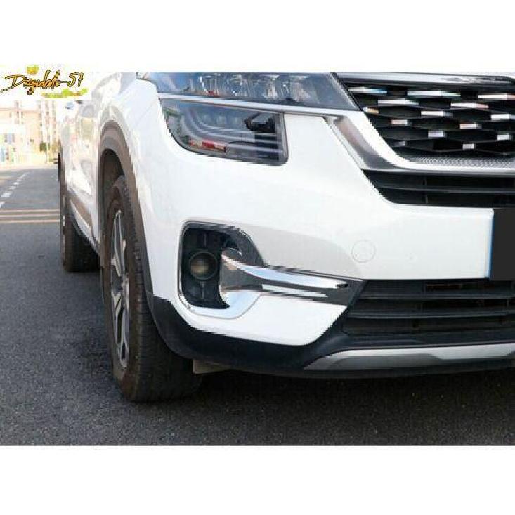 2X Chrome Front Fog Light Lamp Decoration Cover Trim For Kia Seltos -