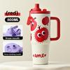 Cartoon Style Vacuum Insulated Cup Stainless Steel Car Mug With Straw And Thickened Body For Outdoors