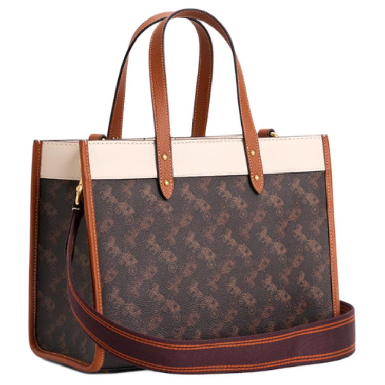Coach Field 30 Carriage Pattern Print Faux Leather And Cowhide Tote Bag Shopping Bag Shoulder Crossbody Handbag Large Unisex Tote Bags CZ334-B4TXN