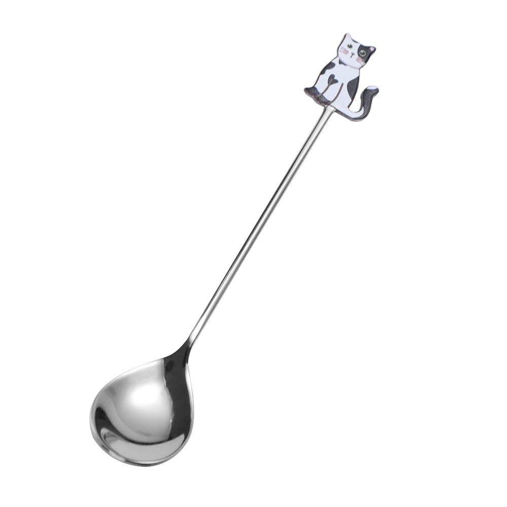 Creative Polished Cat Fish Stainless Steel Spoon Japanese Korean Style Stirring Spoon Teaspoon Colorful Dessert Spoon Gifts