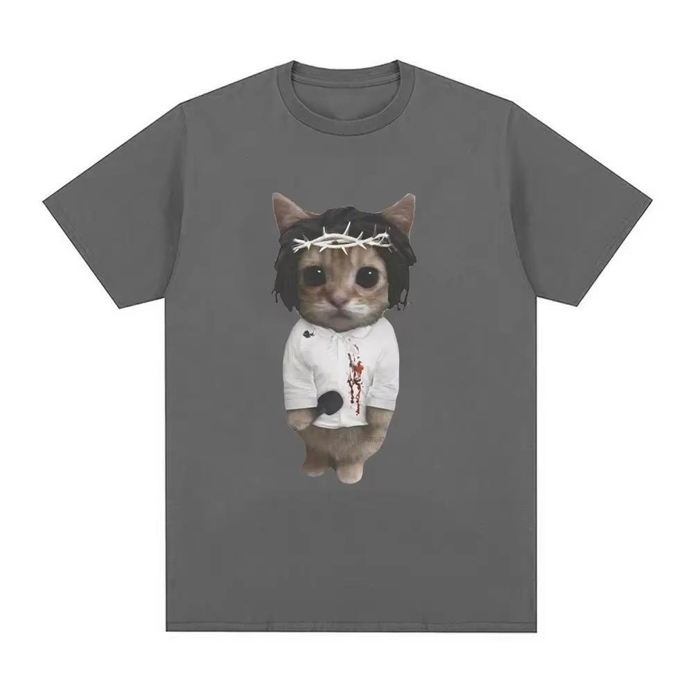 Funny Character Kitty Cat Enthusiast T-shirt Unisex Fashion Short Sleeve TshirtCasual Oversized Tshirt Street Wear Funny Clothes