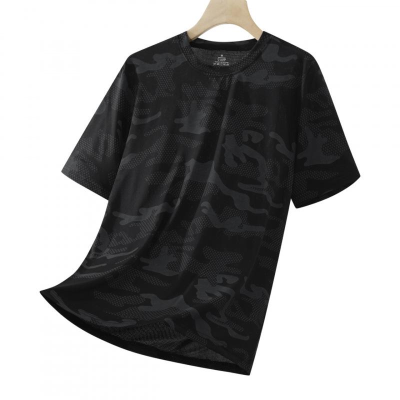 Men's Casual Lightweight Quick-drying Short-sleeved T-shirt - Men's Round-neck Camouflage Breathable Sweat-absorbing Cool-feeling T-shirt