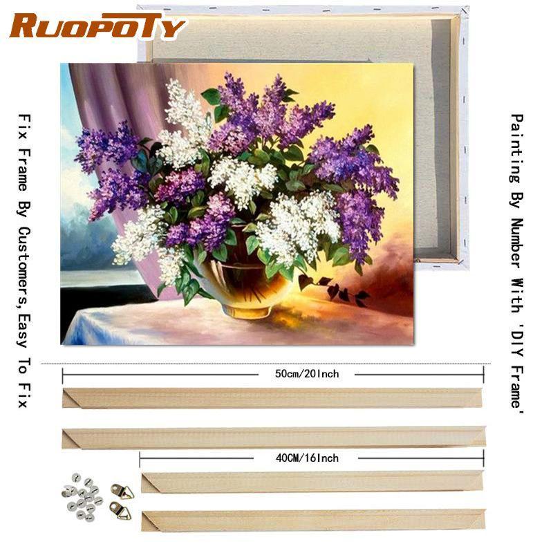 RUOPOTY Oil Painting By Numbers Flower Acrylic On Canvas DIY Frame Wall Art Picture By Numbers Daisy Children's Room Decor