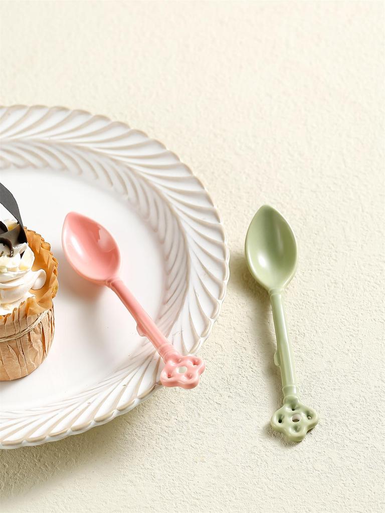 8Pcs Ceramics Coffee Spoon Afternoon Tea Tableware Accessories Kitchen Bar Counter Tools Tea Desserts Coffee Mixing Spoon