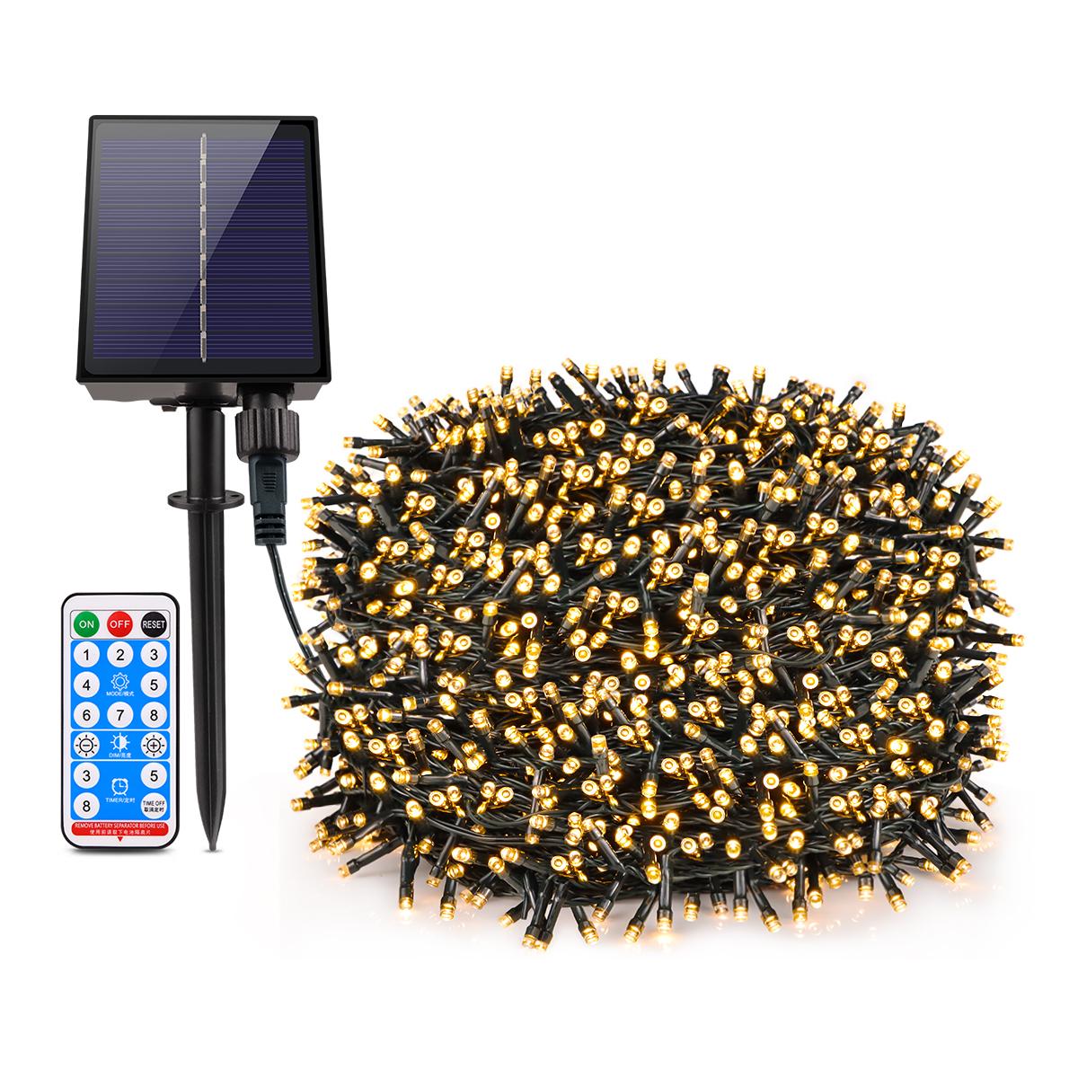 

100M 50M 30M Outdoor Solar String Fairy Lights Waterproof Garland Large Solar Panel Fast Charge Lamp For Festival Garden Decor 20M 200LEDs теплим білим кольором
