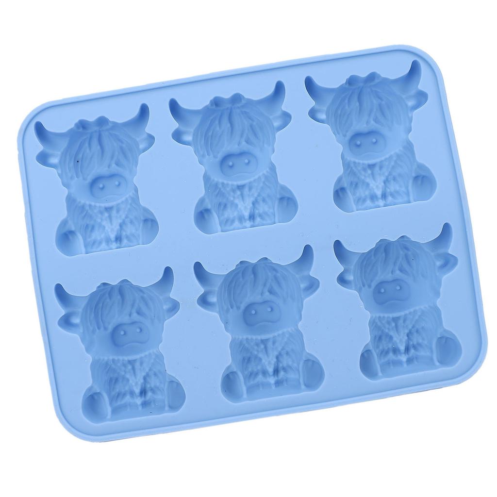 6 Cavity Mini Highland Cow Ice Cube Mold Silicone Reusable 3D Ice Tray for Whiskey Cocktail Beer