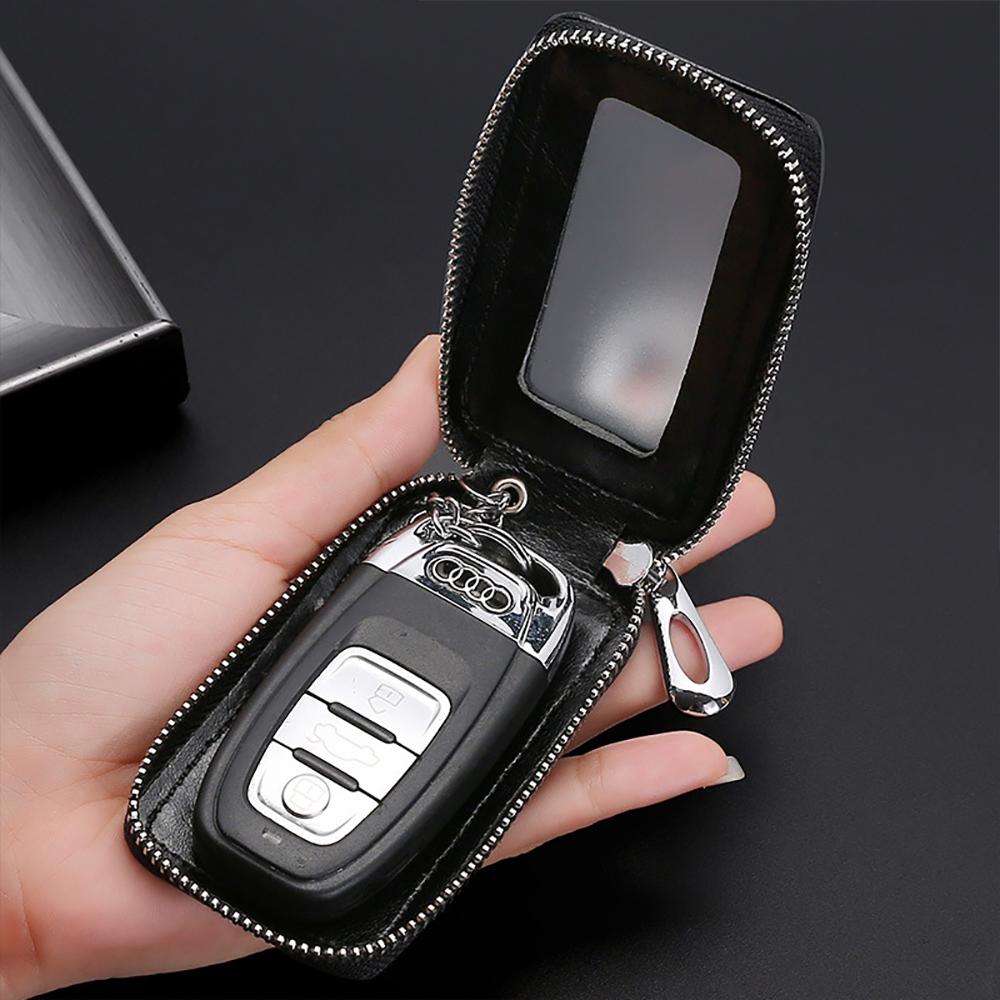 Universal Car Key Protector Bag Leather Key Cover Transparent Visible Keychain Case for Car Remote Mini Keys Bags