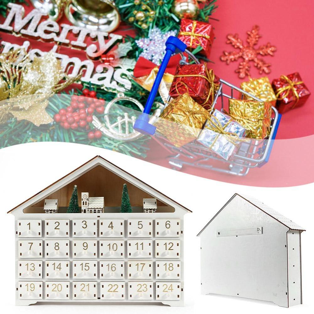 24 Days Countdown Christmas Advent Calendar Refillable Wood Christmas Calendar