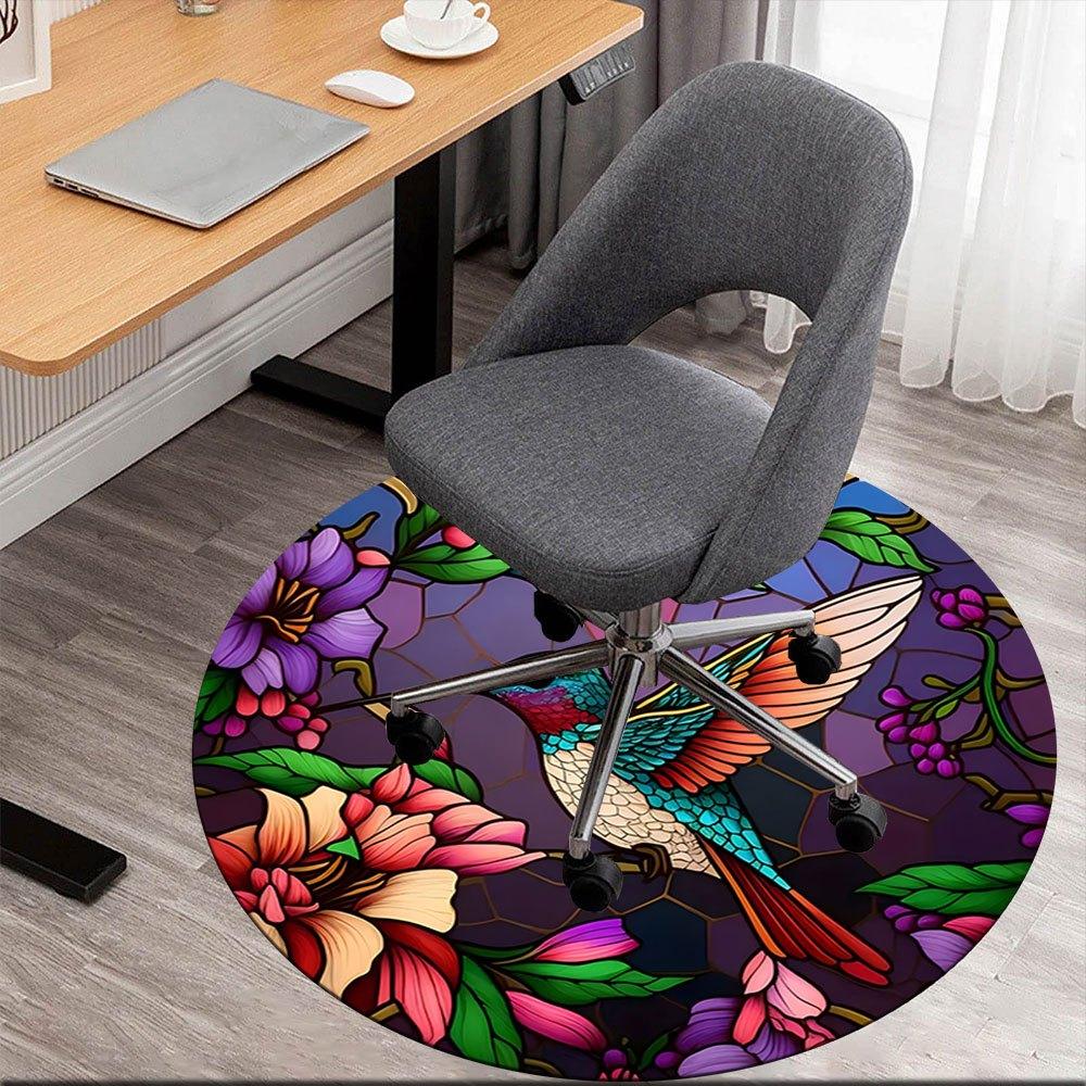 

Stained Glass Hummingbird Garden Art DecorRound Non-Slip chair mat chair carpet for office Rugs for Office Decor Gift For Valentine s Day Mother s Day 80cm by 80cm