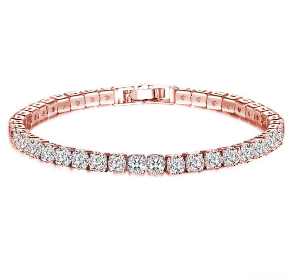 2022 New Fashion Free Shipping Copper Alloy Gold Plated 4MM Cubic Zirconia CZ Diamond Charm Tennis Bracelet for Women