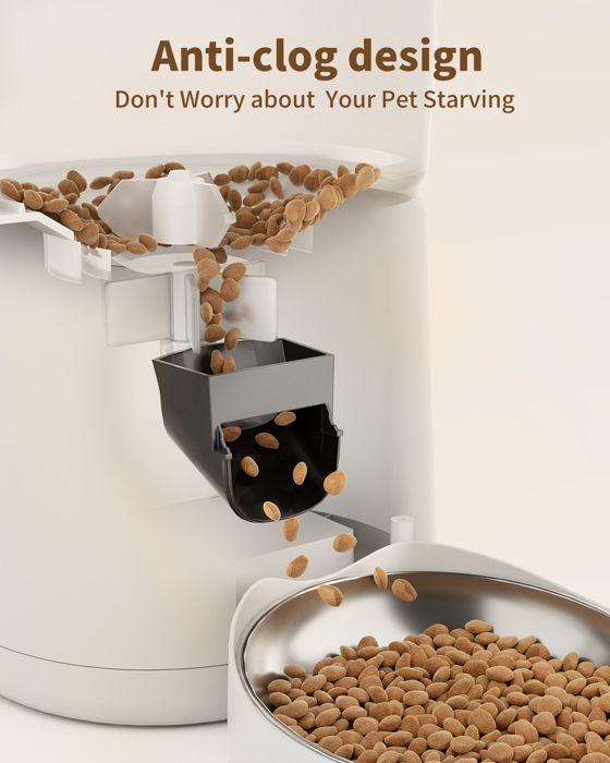 4L WIFI Automatic Food Dispenser Dry Food Dispenser for Cats and Dogs White