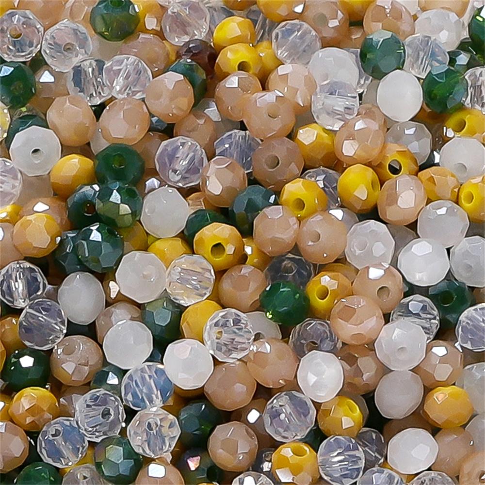 1000pcs 3*4mm Mix Color Rondelle Faceted Glass Beads Loose Spacer Crystal Round Beads for Jewelry Making DIY Necklace Bracelet
