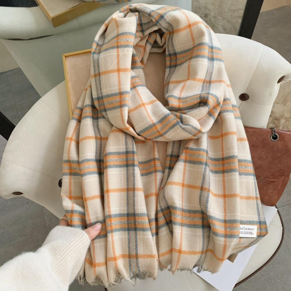 Warm Soft Scarf Plaid Print Women Shawl New Mohair Wool Scarf Women