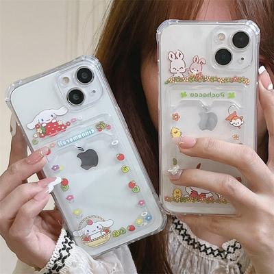 Strawberry Dog Bunny iPhone 11 Case with Card Slot for XRXs - Transparent, Apple 15 Promax Mobile Phone Case, 14 In Total.
