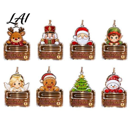 Holiday Tree Hanging Decoration Christmas Money Holder Ornaments Acrylic Gingerbread Snowman Santa Cash Stocking Stuffer for Gift Xmas Tree,