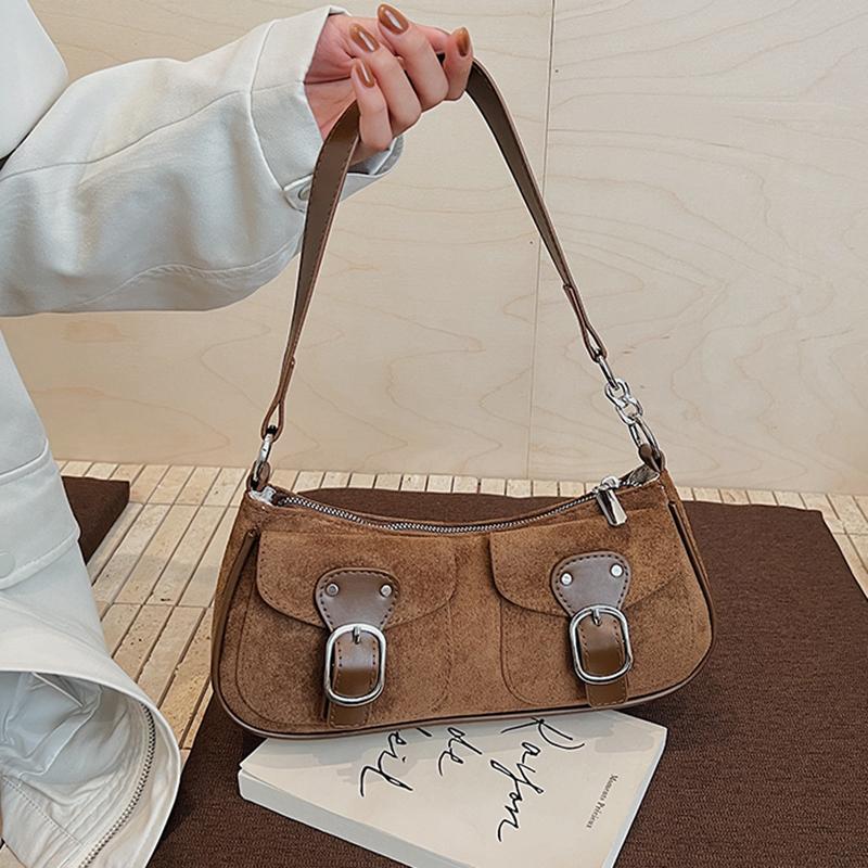 High-End Unique Fashion Women's Bag 2025 New Design Retro Underarm Crossbody Bag Soft Suede Leather Daily Match Shoulder Bags