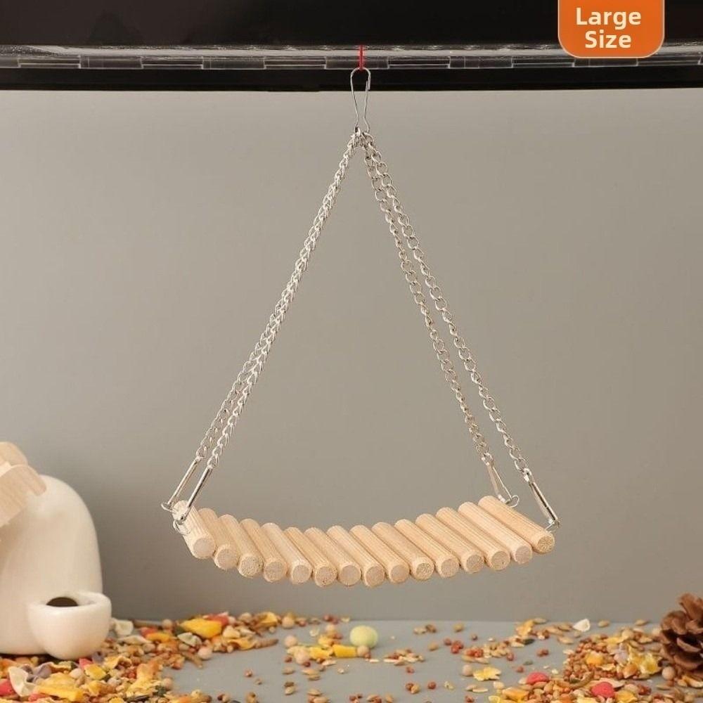 Easy To Install Bird Cage Swing Toy Wood Parrot Training Bridge Hamster Hammock Toy Small Animals