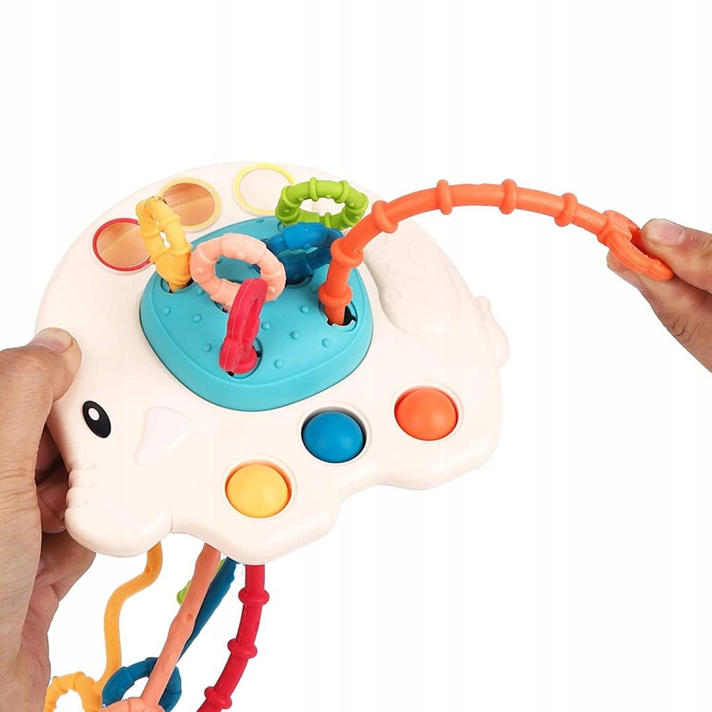 Sensory Toy Elephant Montessori Teething Toy Beige