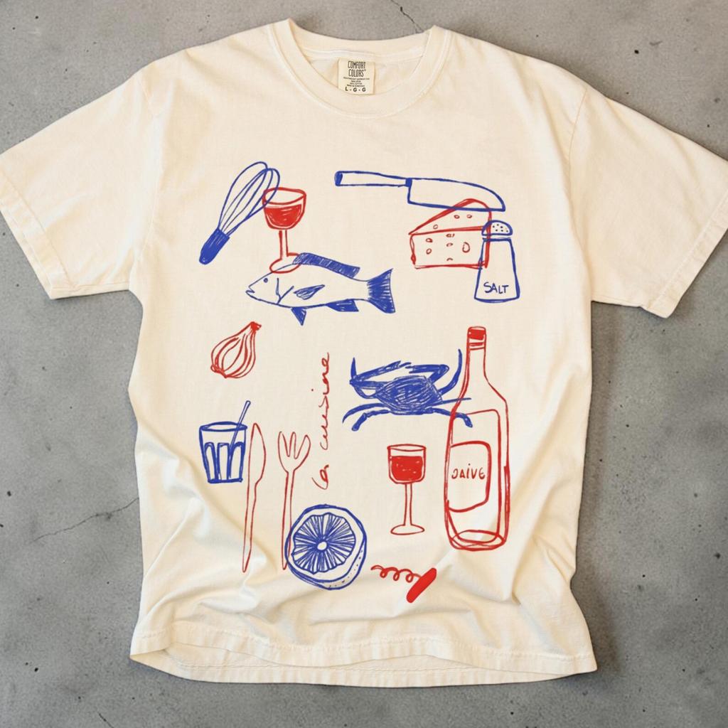 La Cuisine Shirt, French Kitchen T shirt, Unisex Comfort Colors Tee, Foodie Gift, Chef Graphic Tee, Food Lover Gift, Trendy Cooking Shirt