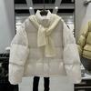 Winter Women's Fashion Short Cotton Clothes Stand-up Collar Small Scarf Warm Jacket Suit Trend