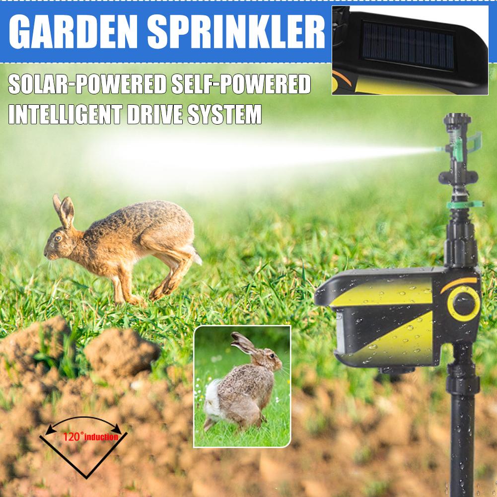 1/2pcs Solar Power Motion-Activated Sprinkler Animal Repeller 3 Time Modes Adjustable Spray Angle Sprinkle Distance for Garden F