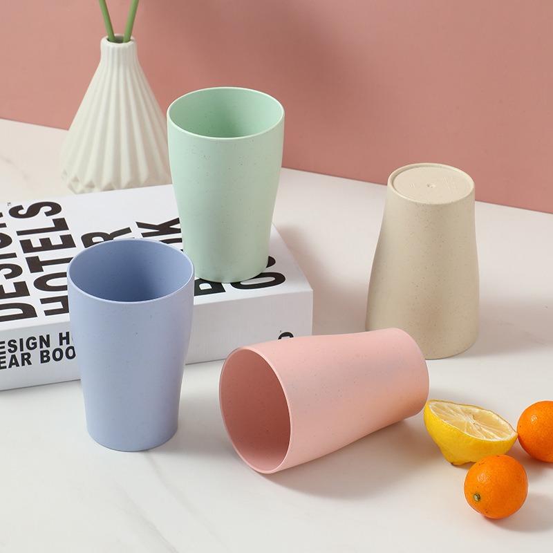 Set 4 buc/Set Paie de Grâu Portabil Cană Apă Potabilă Cană de Spălat Simplu Gospodărie Adult Copil Plastic Anti Cădere Cană Periuță de Dinți