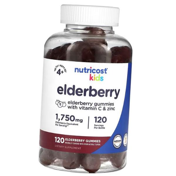 Экстракт Бузины для детей, Kids Elderberry Gummies, Nutricost  120таб Бузина (71647106)
