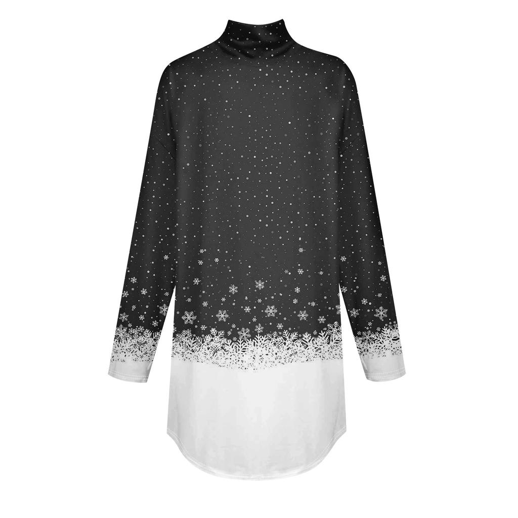 Tricouri pentru femei, toamnă, ocazional, cămăși cu mânecă lungă, hanorac, cu imprimeu vintage, cu gât înalt, pulover