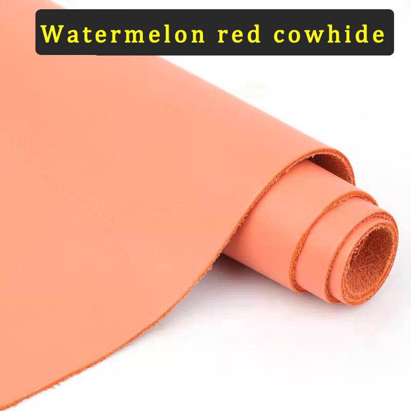 

Head layer plain weave cowhide leather material watermelon red 1.5mm thick genuine leather fabric seat sofa table cushion leathe 20x30cm