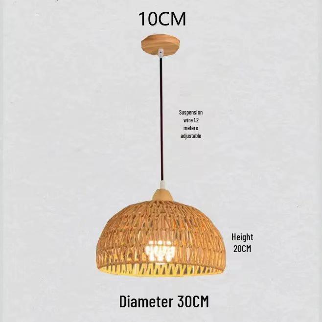 Solid Wood Pendant Light: Japanese Style Dining, Bar, Bedroom, Balcony, Retro Rattan Art, Cream Finish, Long Line Design.