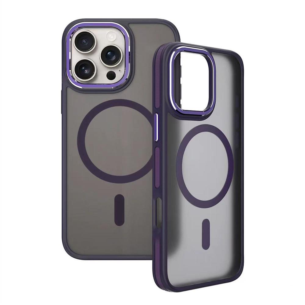 KEYSION Shockproof Magnetic Case for iPhone 15 16 Pro Max 15 Plus 16e Matte Translucent PC+TPU Color Blocking Phone Cover