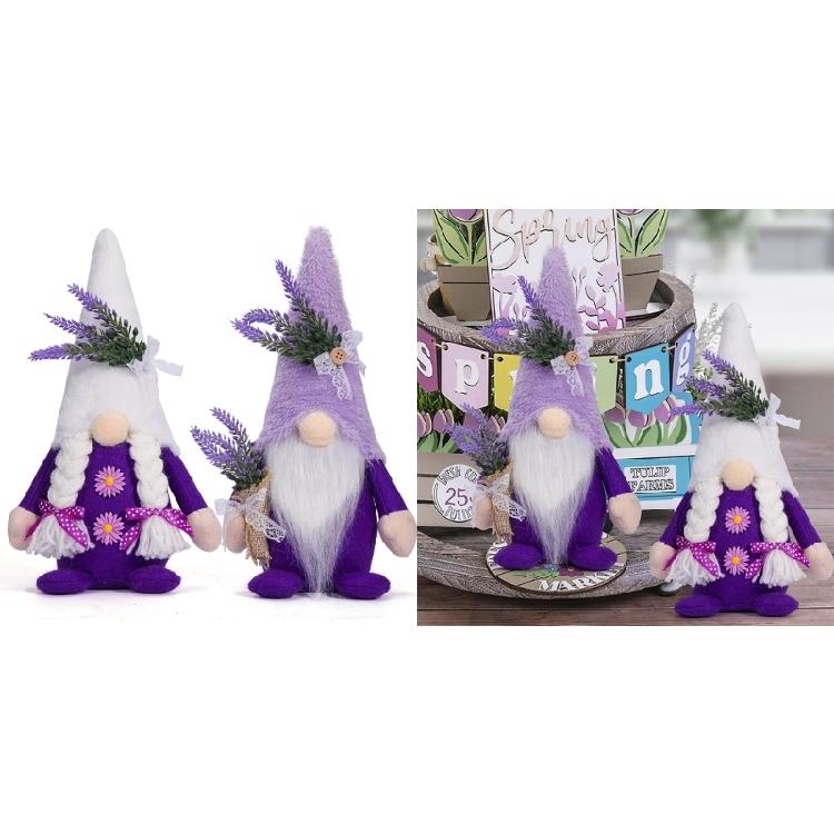 Eye Catching Lavender Gnomes Decors Handcrafts Figures for Spring and Summer