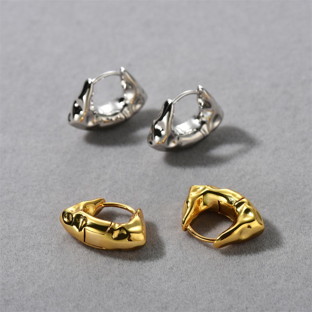 Irregular Hammering Surface Design Ear Buckle Niche Trendy Popular Earrings Fashion Spring And Summer Earrings