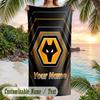 Toalha de Praia Estampa Wolverhampton Wanderers Nome Personalizado Texto Toalha Macia para Piscina