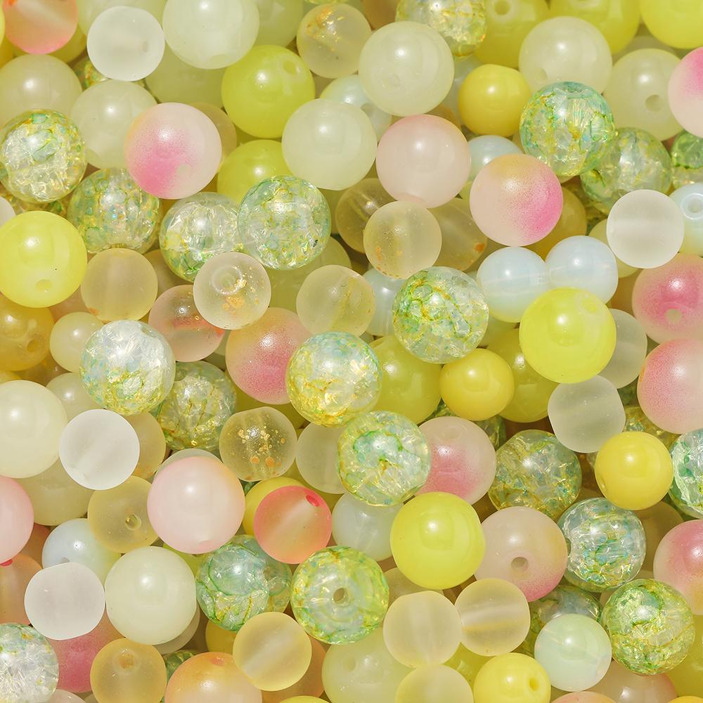 

20/50g/Lot Mixed Glass Round Bead Colorful Loose Beads for DIY Jewelry Making Pendant Necklace Accessories Findings Supplies 20g жовтий