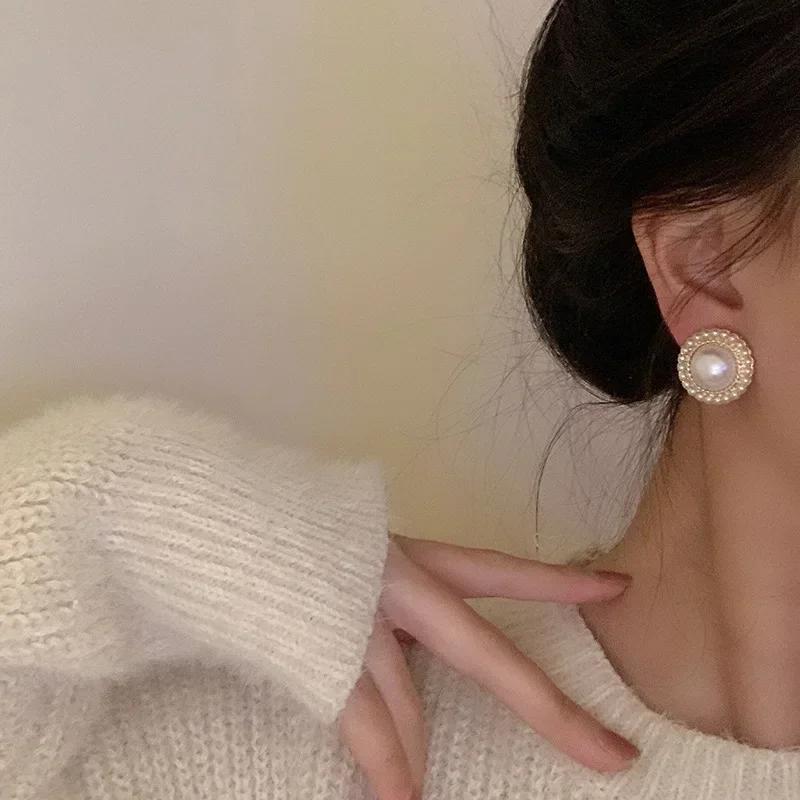 Fashion Bohemian Big Imitation Pearl Stud Earring Mascot Ornaments For Women Valentine's Accessories Gift Wholesale