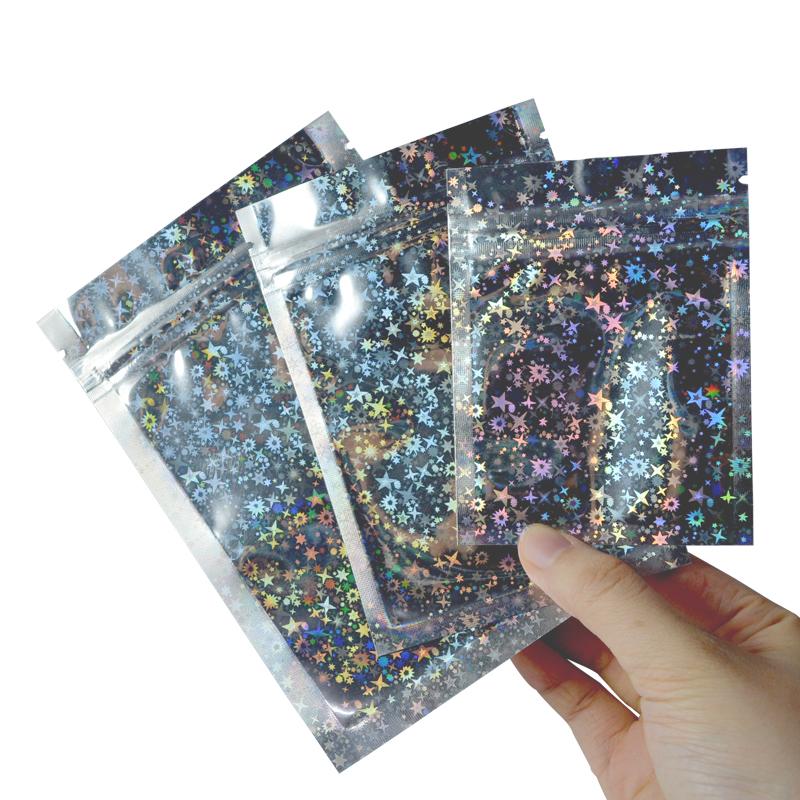 100 Pcs Glitter Heat Seal Aluminum Foil Ziplock Bags Flat Zip Lock Package Bag Plastic Foil Zip Bags Free Shipping