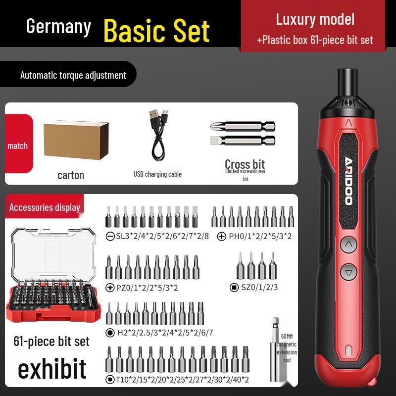 German Rechargeable Hand-Automatic Electric Screwdriver Set - Small Household Lithium Battery Tool