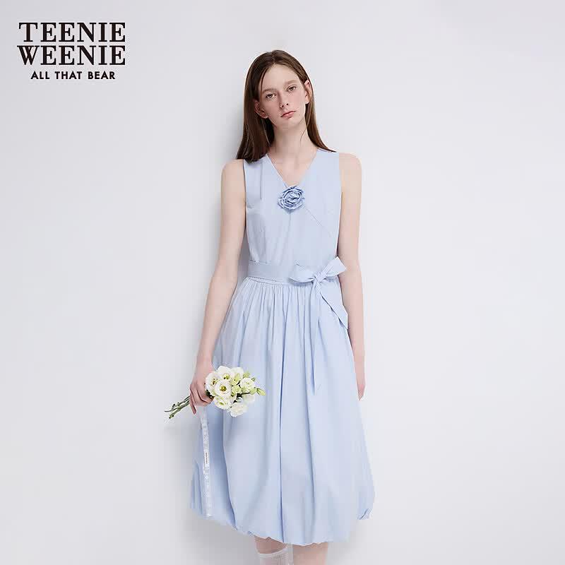 Teenie Weenie Bear Women s Sleeveless V-Neck A-Line Long Dress S синий