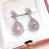 Hui Zhi Yi 2023 Elegant Pear-Shaped Pink Diamond 4x7mm Earrings in 925 Silver