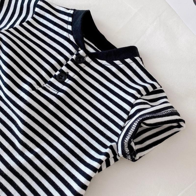 Summer Baby Bodysuit For Toddler Boys Color Stripes Thin Breathable Jumpsuit One Piece Comfortable Style
