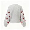 Women's Color Crewneck Cute Knit Pullover Top for Christmas Party