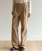OURHOPE Corduroy One-Pleat Relaxed Pants - Beige